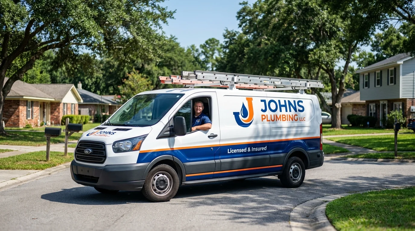Johns Plumbing LLC service van in Robersonville, NC