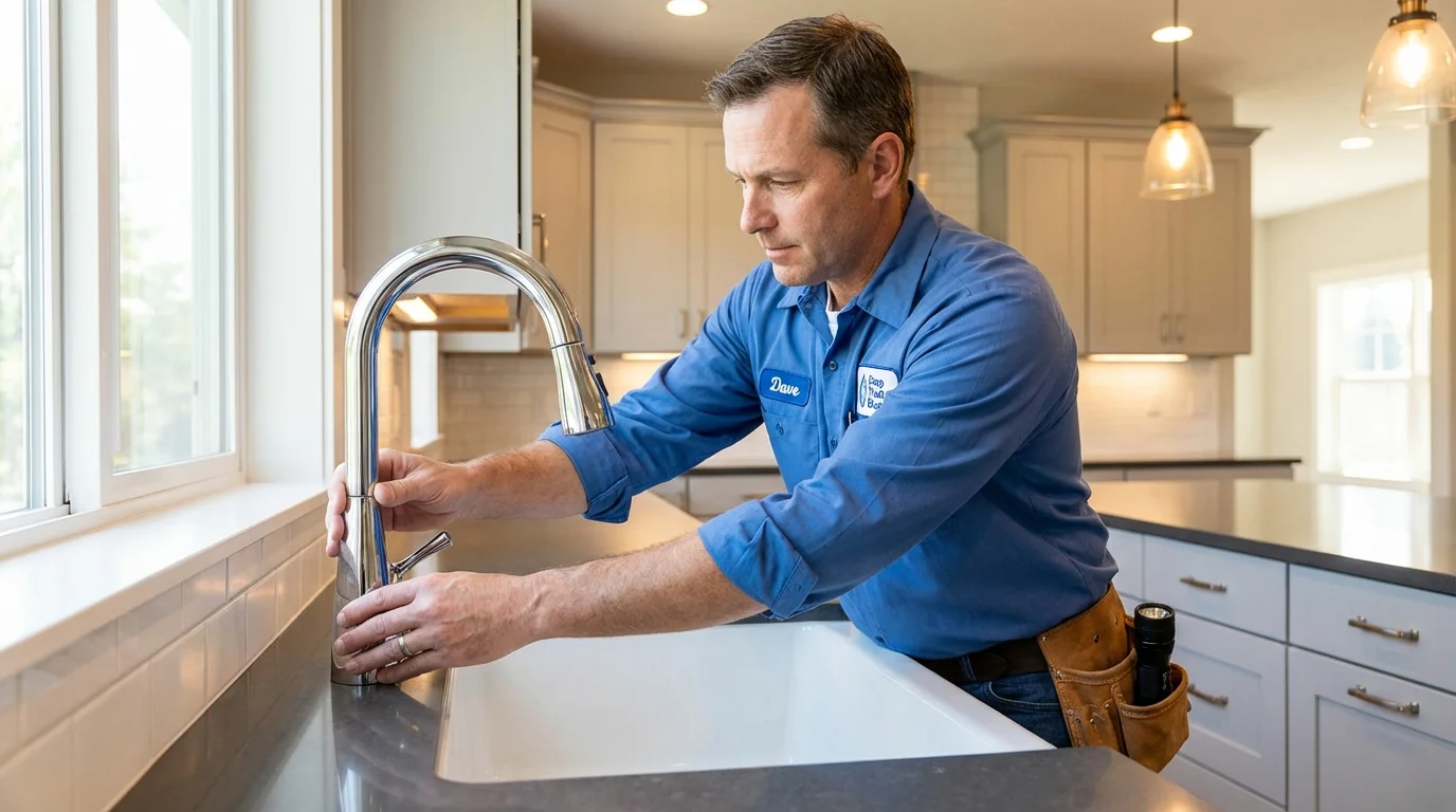 Kitchen faucet installation by Johns Plumbing LLC in Robersonville