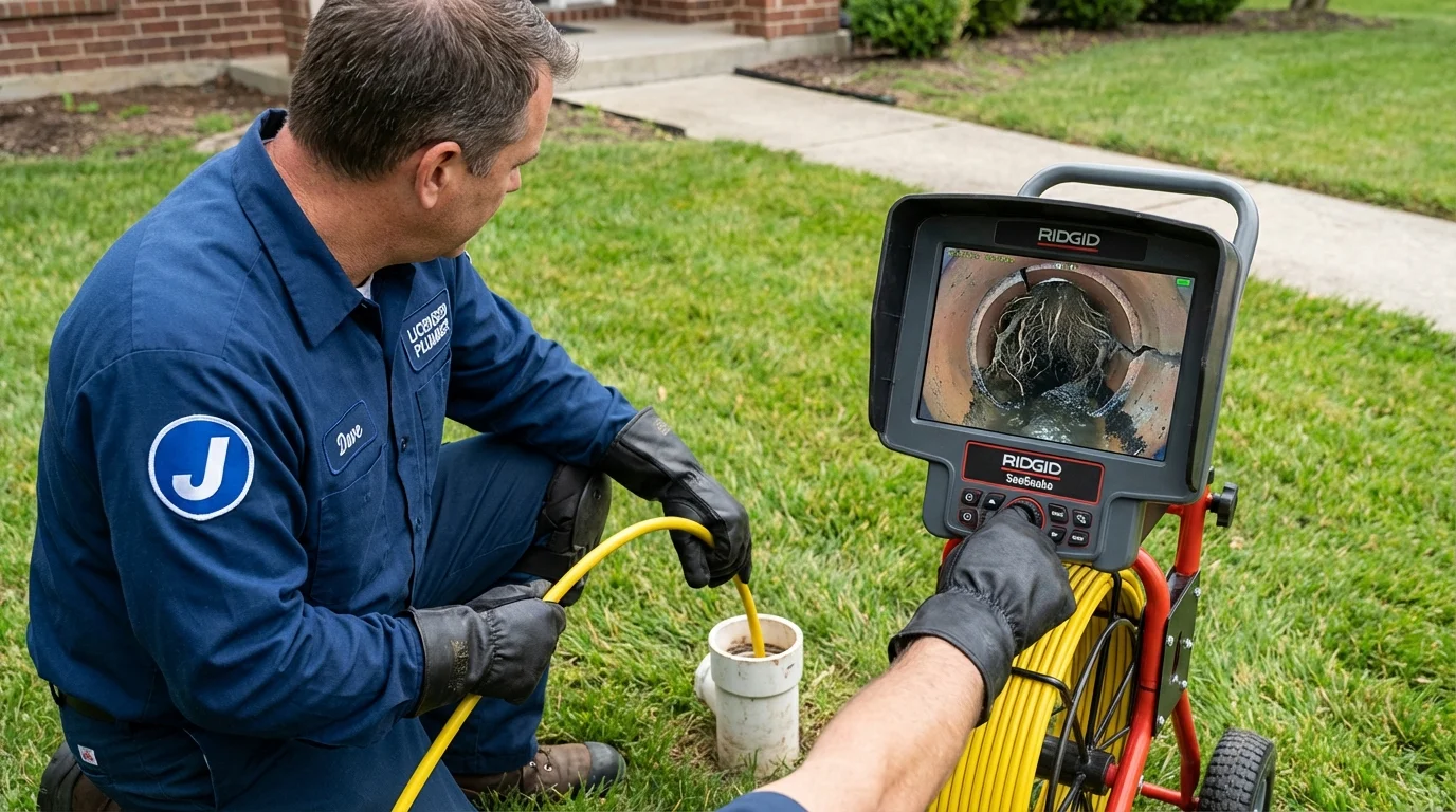 Sewer camera inspection being performed by Johns Plumbing LLC in Robersonville