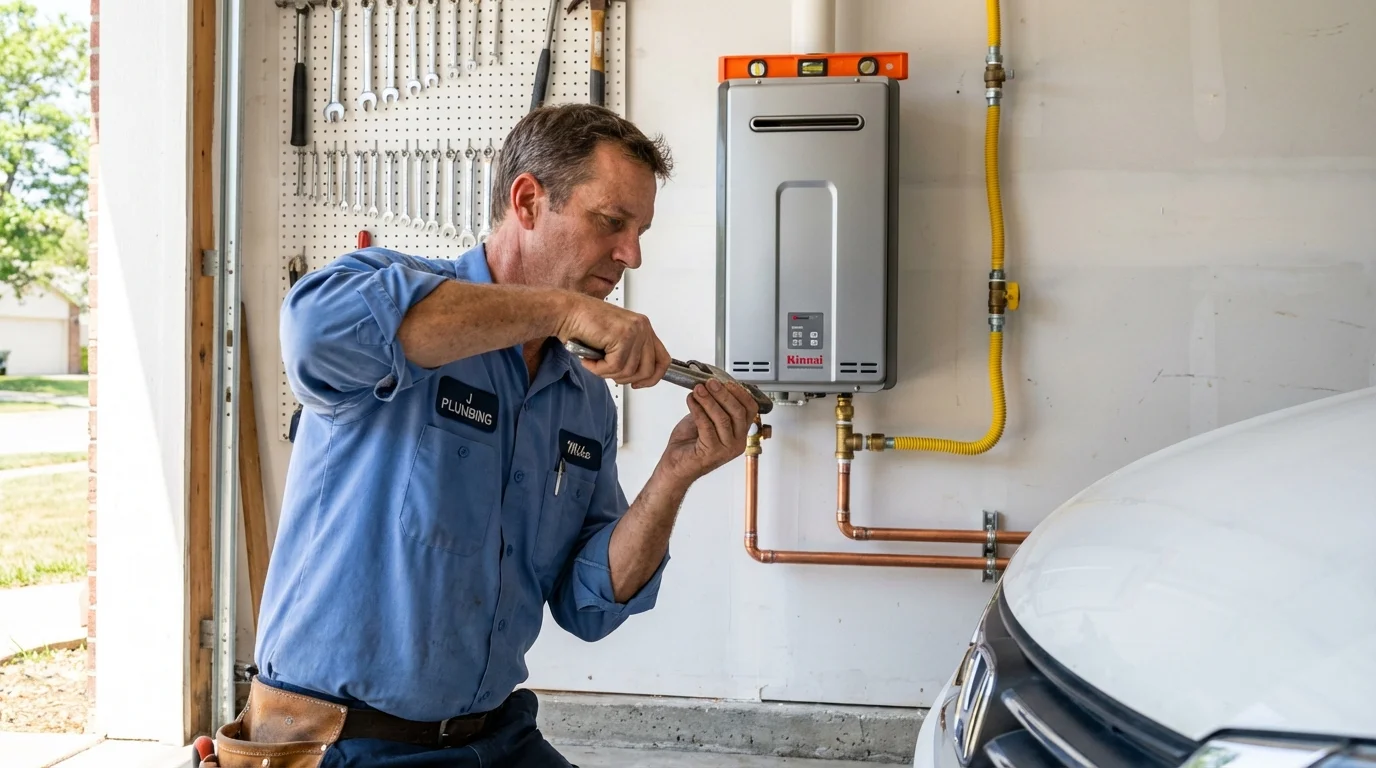 Tankless water heater installation by a Johns Plumbing LLC plumber in Robersonville